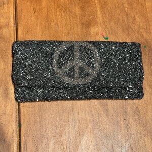 Moyna “Peace” Beaded Fold Over Clutch